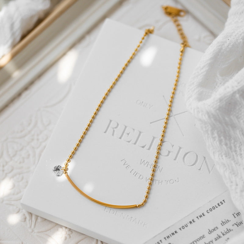 18K Gold Smile Zircon Anklet — Minimalist Women’s Foot Jewellery