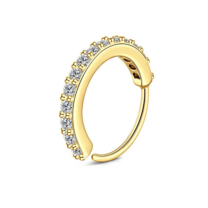 Micro Diamond O-Ring Nose Ring & Ear Cuff — Zircon Piercing Jewellery
